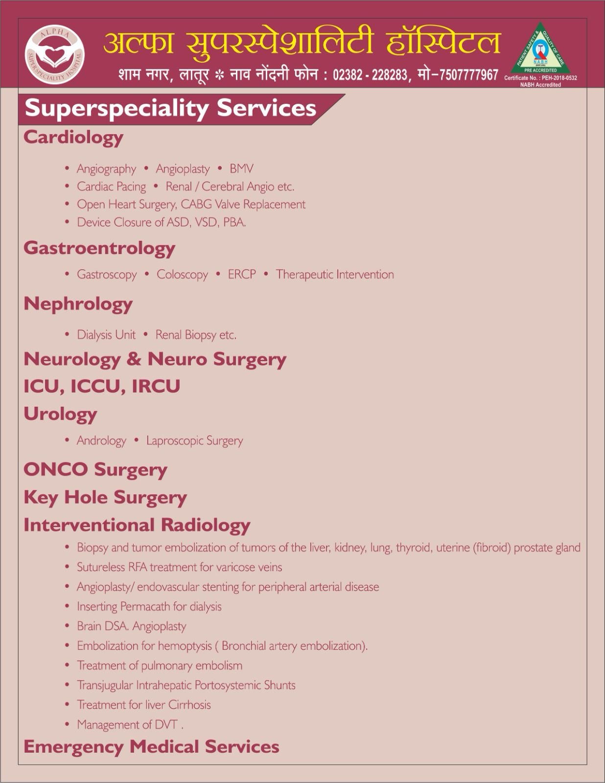 Comprehensive Services Listing